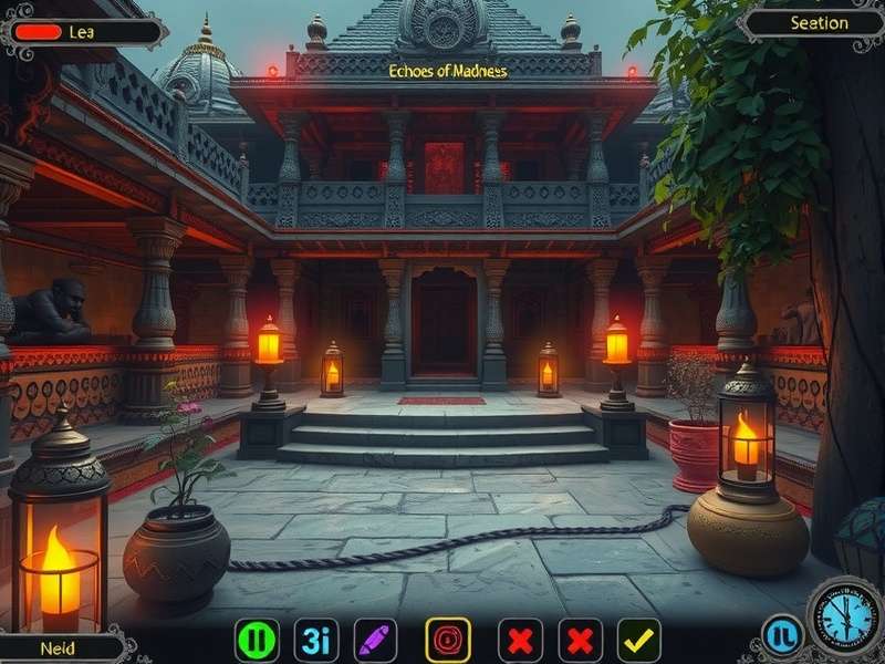Echoes Of Madness gameplay screenshot showing haunted Indian temple